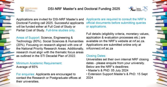 DSI-NRF Master's and Doctoral Funding 2025