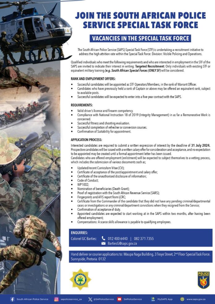The South African Police Service (SAPS) Special Task Force Recruitment