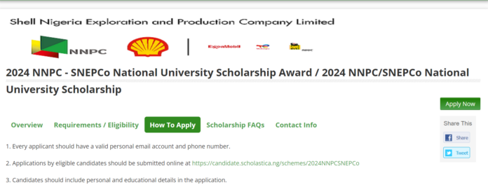 NNPC - SNEPCo National University Scholarship Award 2024 for Nigerians
