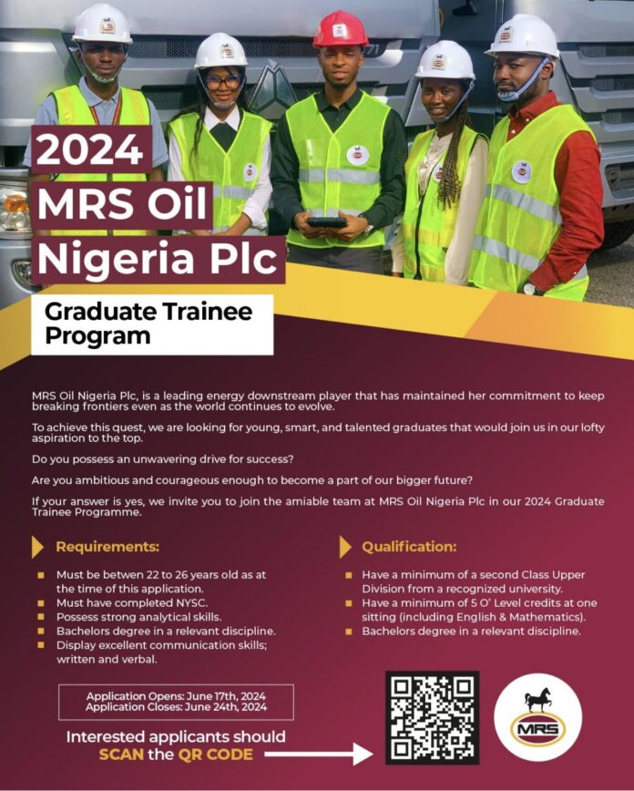 MRS OIL NIGERIA PLC 2024 GRADUATE TRAINEE PROGRAMME
