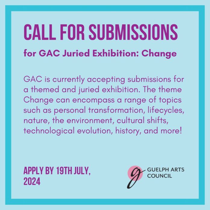 The Guelph Arts Council (GAC) Call for Submisison for Jury Exhibition: Change